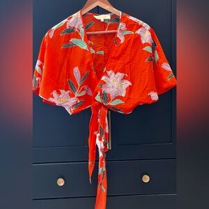 Diane Von Furstenberg Cotton Wrap Top / Size P